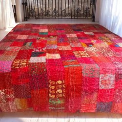 Quiltet sengetppe Warm Red