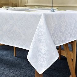 Hvid damask dug 150 x 215 cm