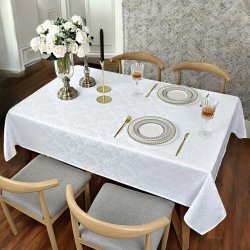 Hvid damask dug 150 x 215 cm