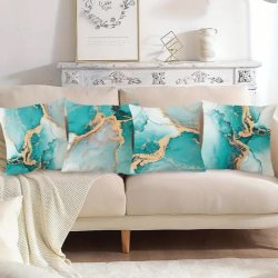 Sofapude betrk, Turkis/guld