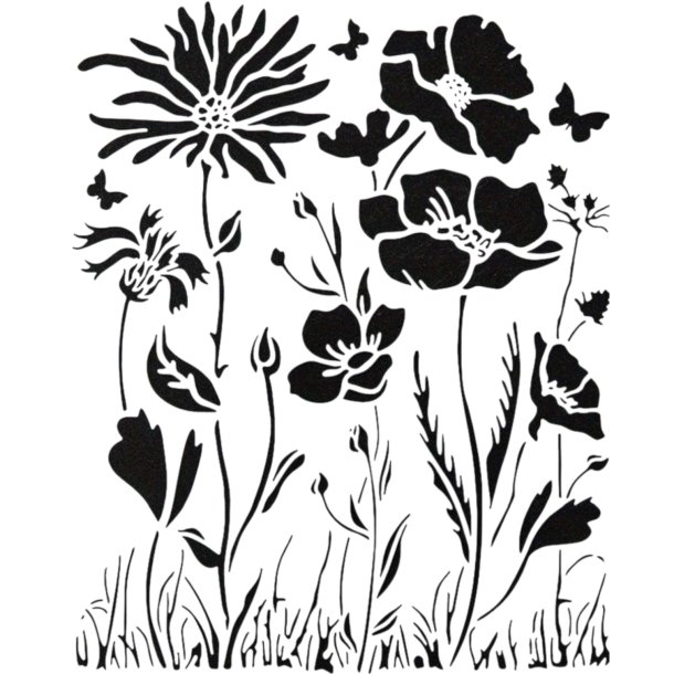 Stencil blomstermark 25x20 cm