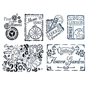 Vintage Flower stencil A4