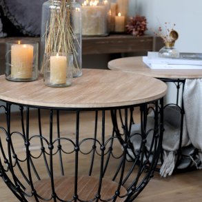 Sort sofabord med trlg, st af 2