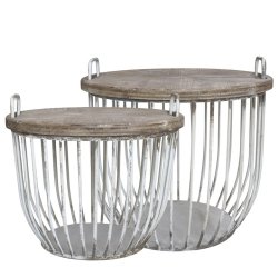 Hvidt sofabord med trlg, st af 2