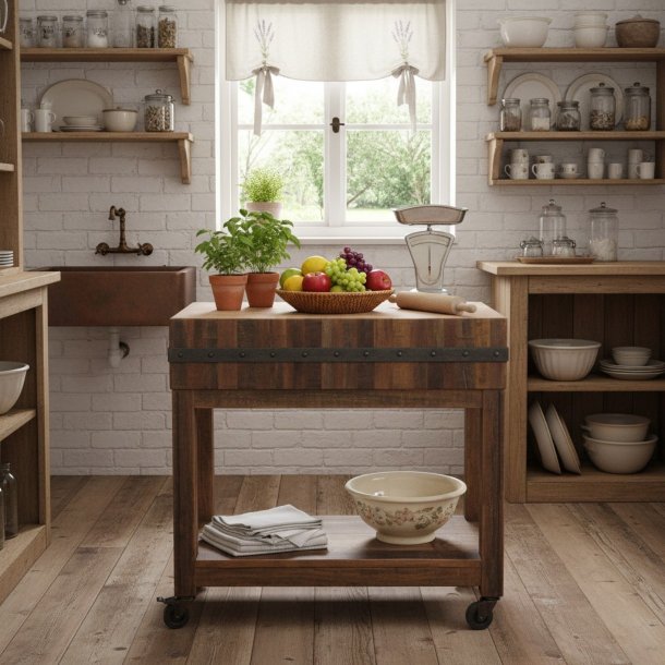 Rustikt bord/k�kken� p� hjul