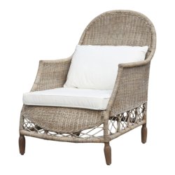 Rattan l�nestol i flet