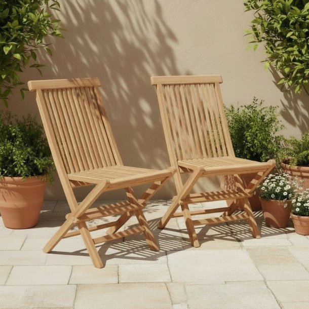 Caf�stole i teaktr�. S�t af 2 stk