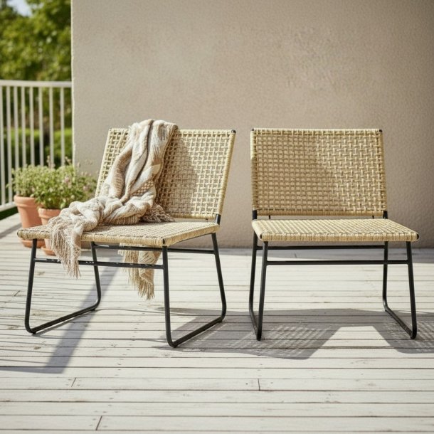 Loungestol med jernstel, s�t af 2 stk