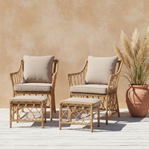 Loungestol med taburet, s�t af 2 stk