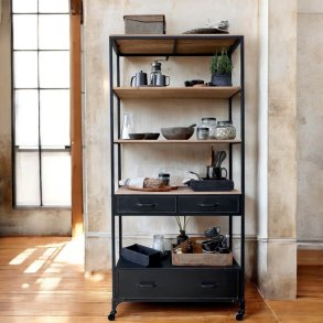 Vintage reol med skuffer