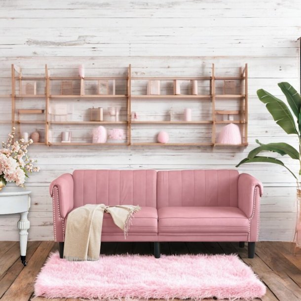 Shabby chic 2 pers sofa, pink