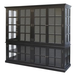 Sort vitrineskab med 8 glaslger