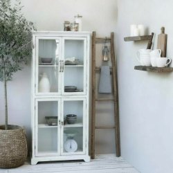 Vintage vitrineskab Antique Creme