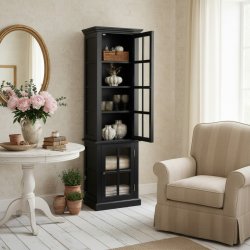 Sort vitrineskab med 2 lger