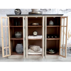 Vitrineskab med 6 lger og sort top